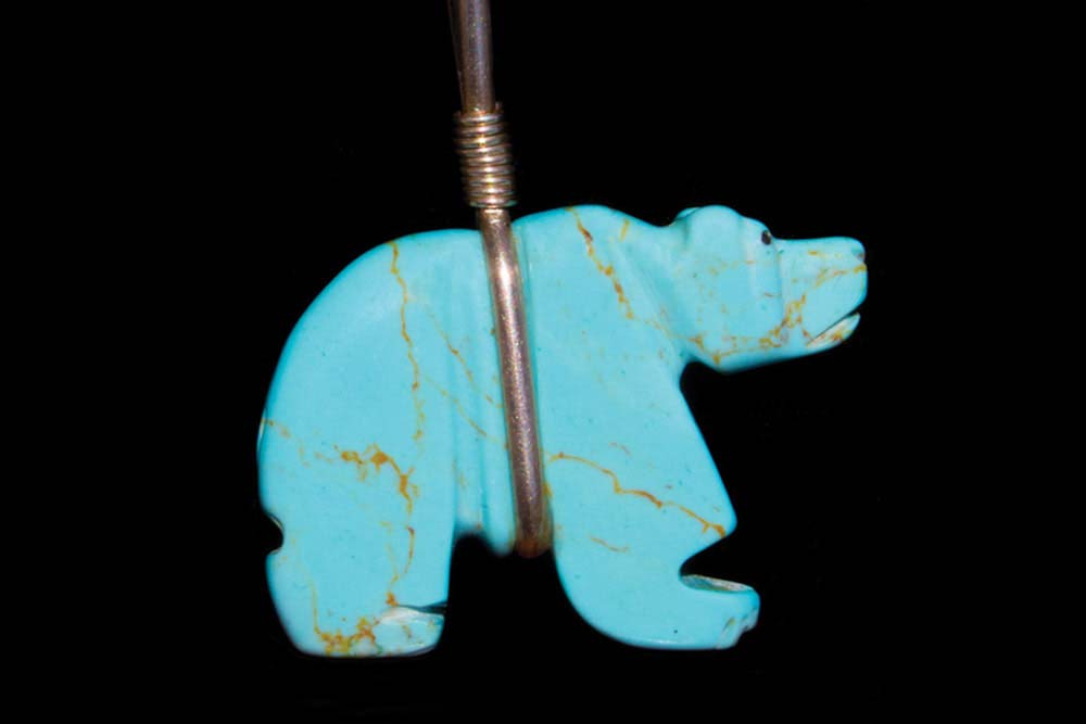 Turquoise Bear Sterlimg Pendant - Pendants